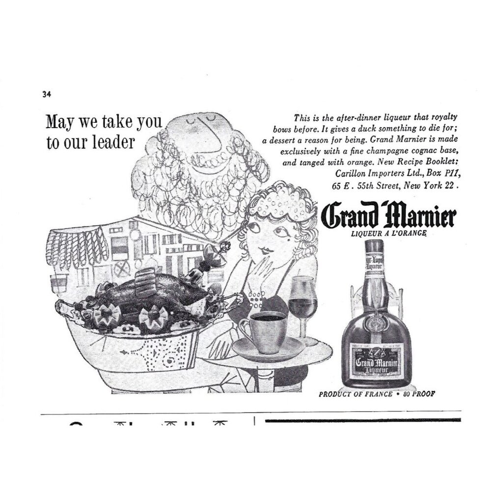 Vintage Grand Marnier Liqueur Ad Print 1960s  Retro French Advertising Art